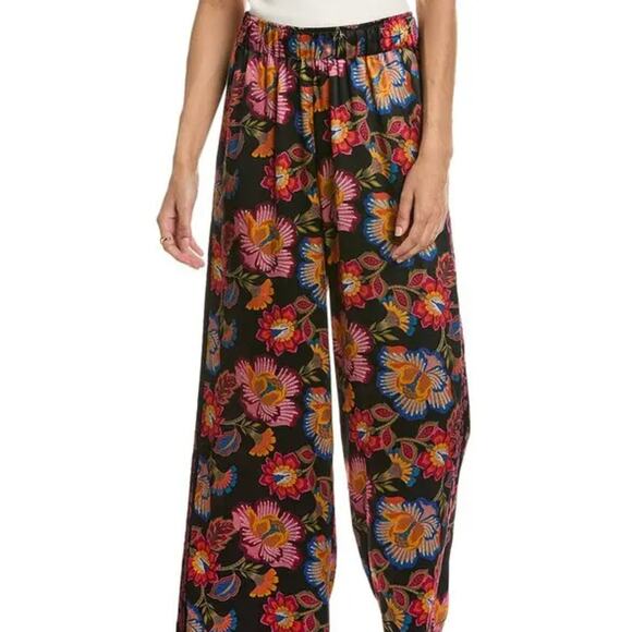 Johnny Was Sidonia Silk Lounge Pant Pull On Floral Embroidery Resort XXL NWT - Picture 4 of 15